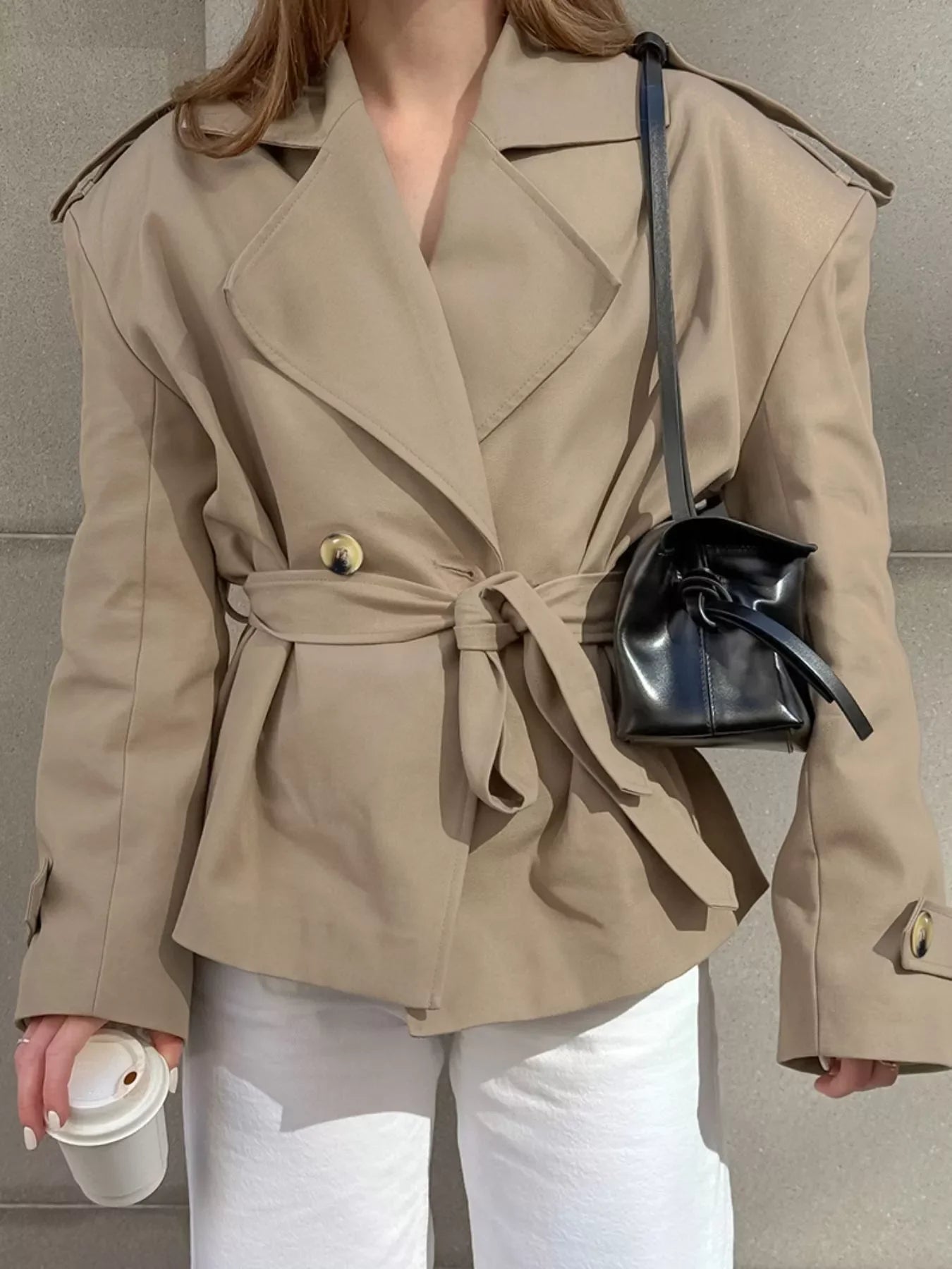 Chic Double-Breasted Belted Trench Coat