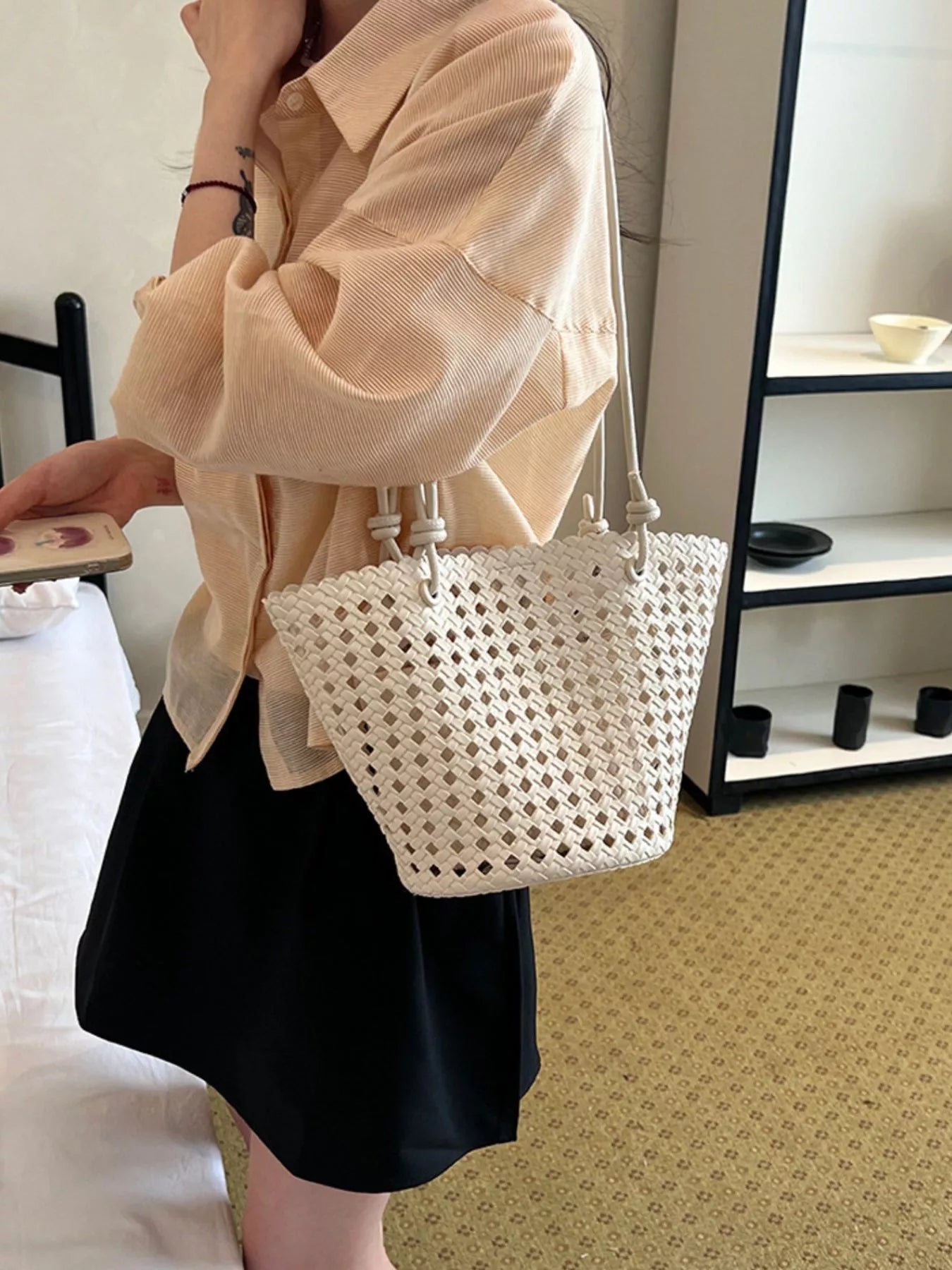 Woven Leather Shoulder Bag