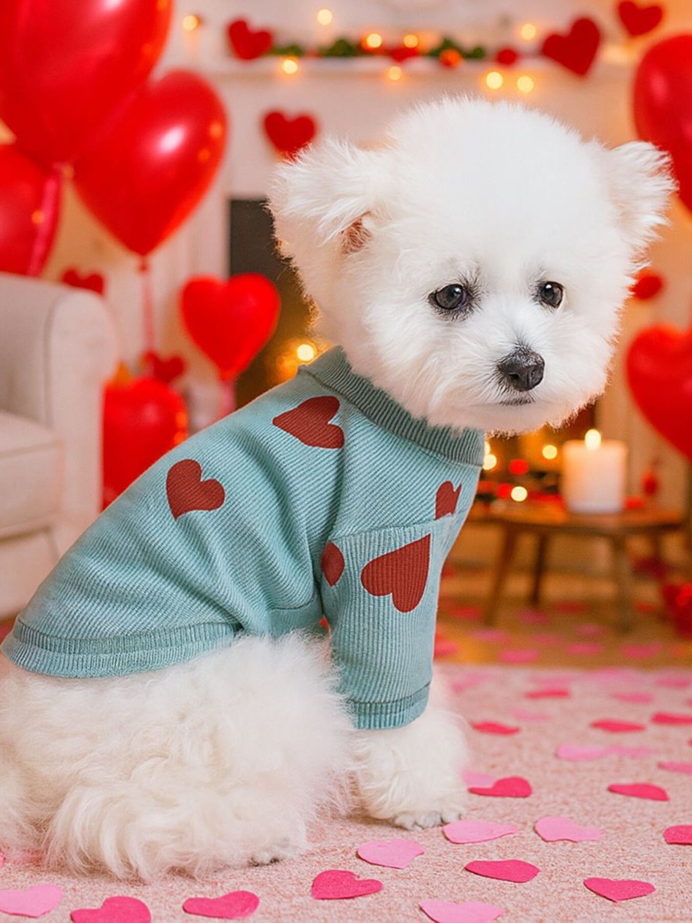 Heart Pattern Pet Sweater
