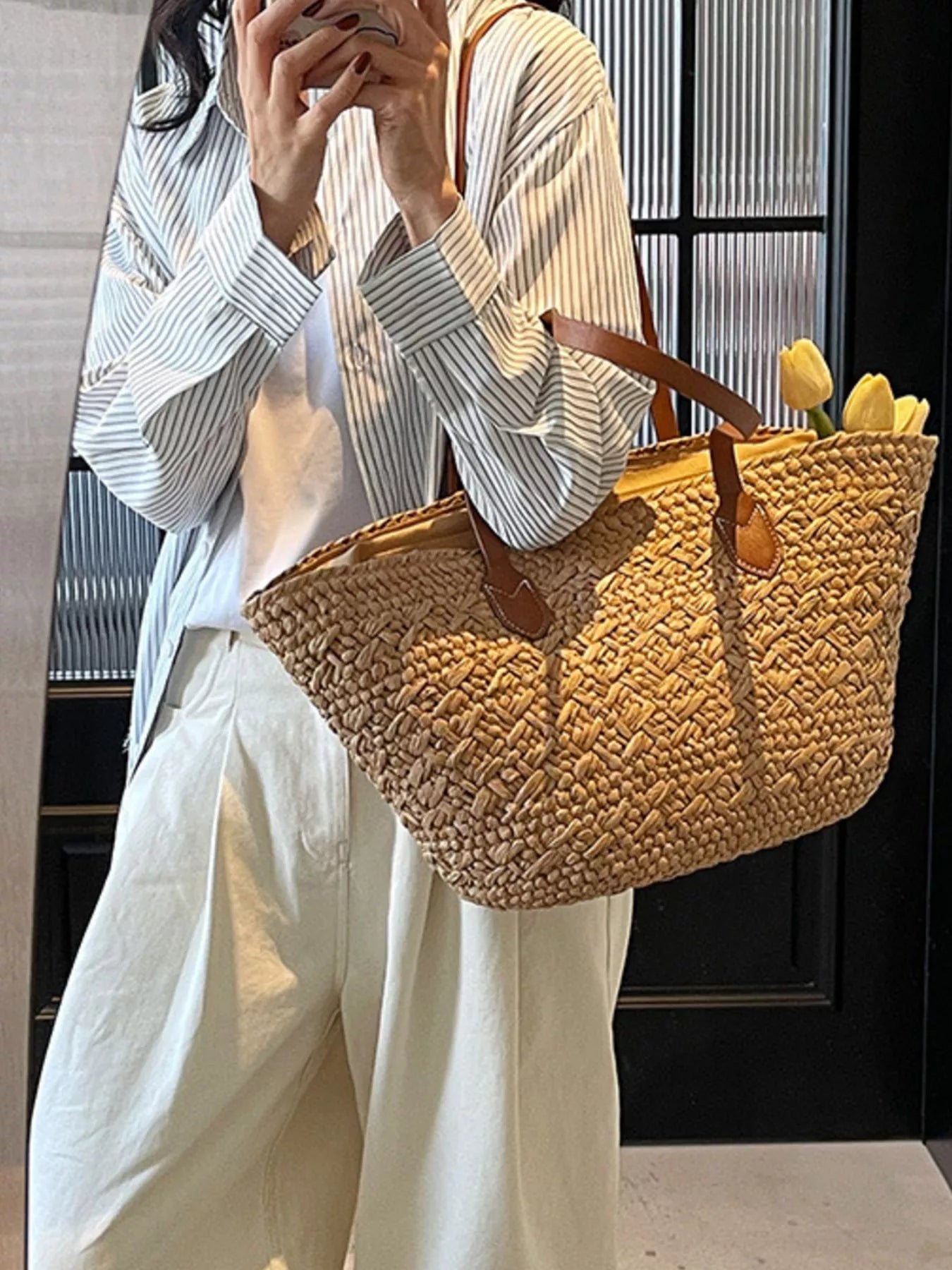 Woven Tote Shoulder Bag