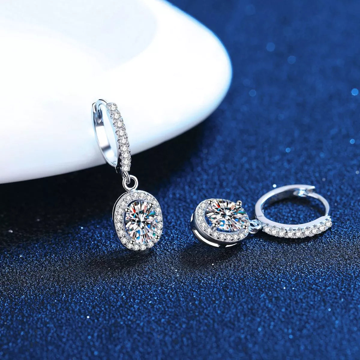 1 Carat Moissanite 925 Sterling Silver Drop Earrings