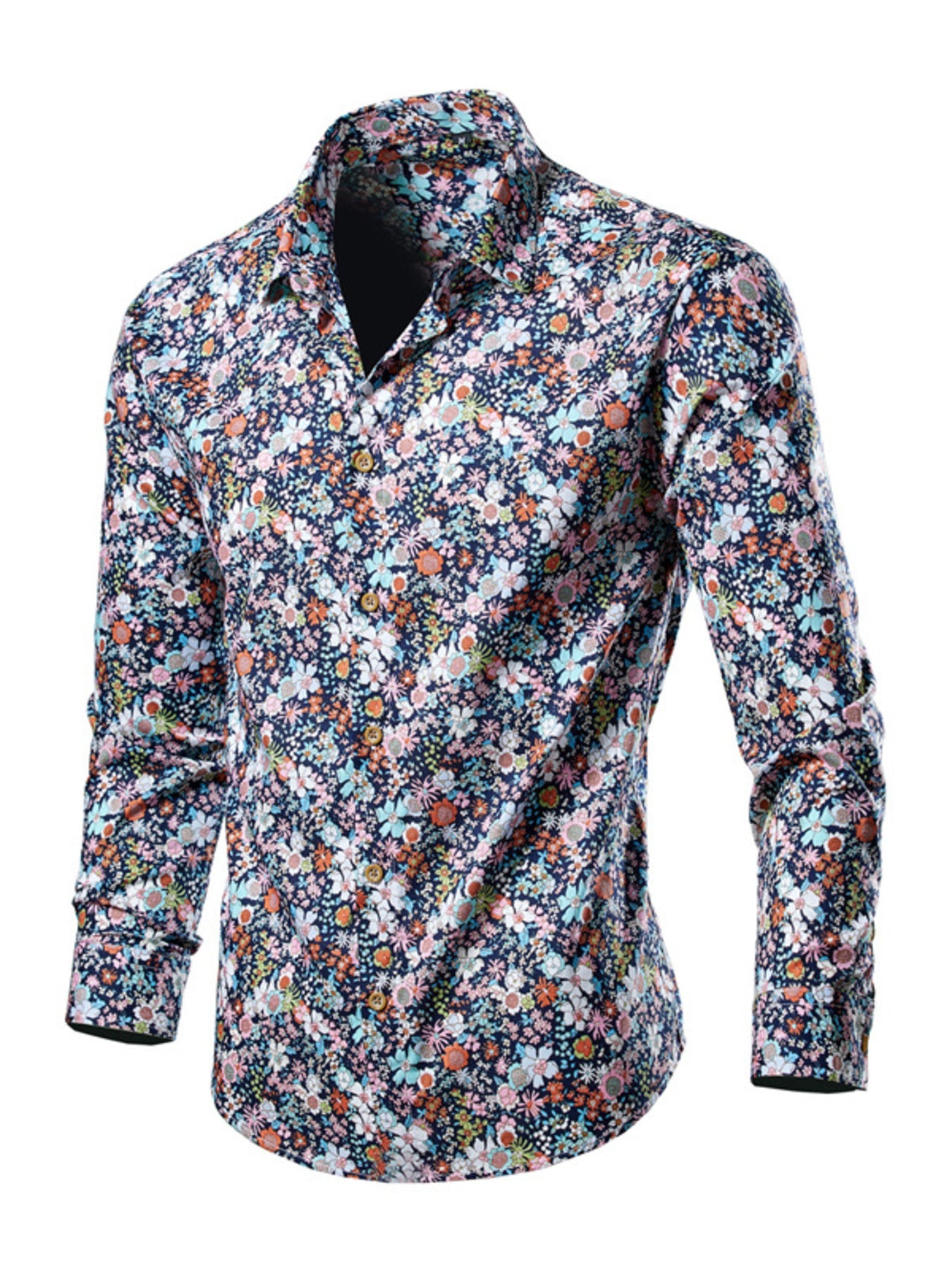 Men's Plus Size Tropical Leaf Print Button-Down Shirt