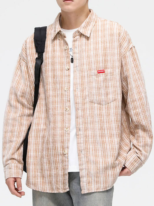 Men's Full Size Casual Plaid Button Up Shirt Plus Size
