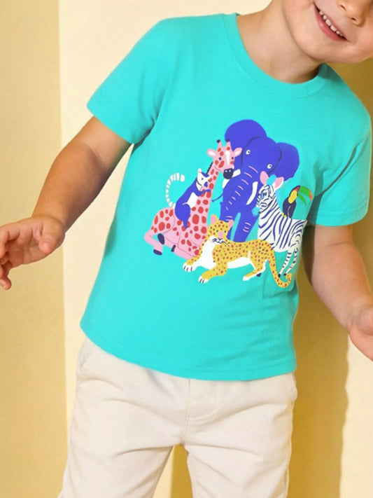 Children's Animal Graphic Crew Neck T-Shirt