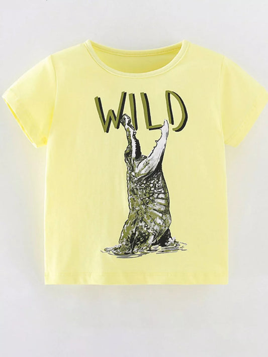 Children's Wild Crocodile Graphic Short Sleeve T-Shirt
