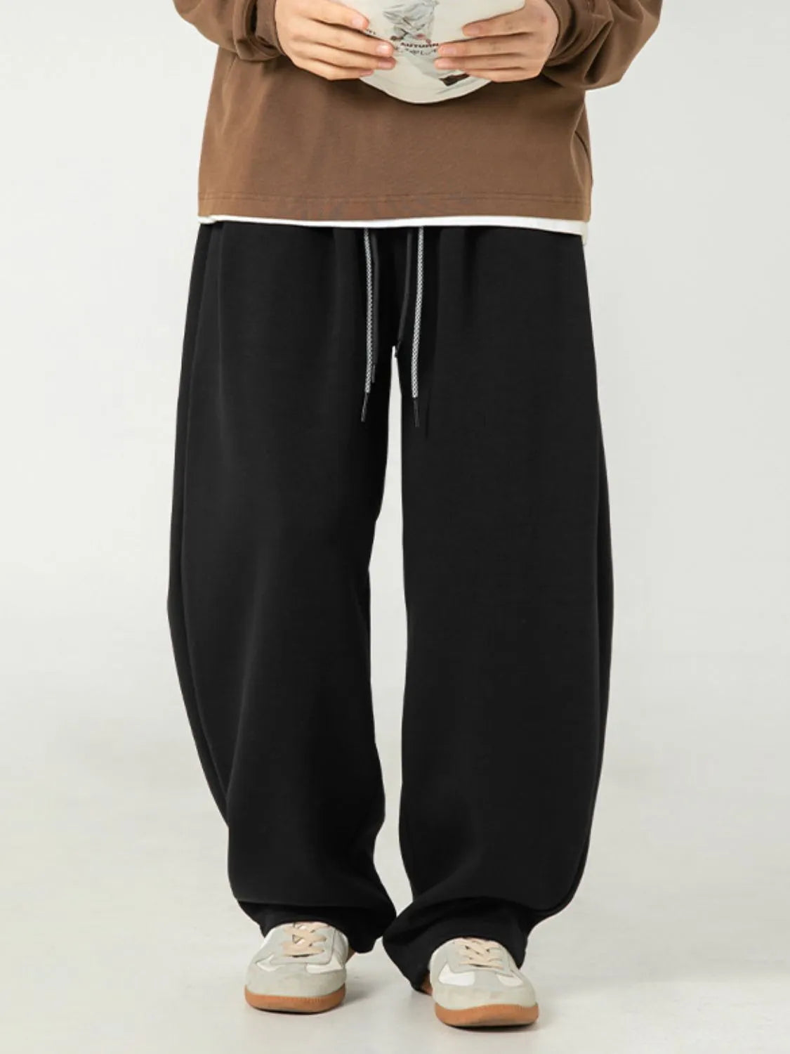 Men's Plus Size Drawstring Wide Leg Pants