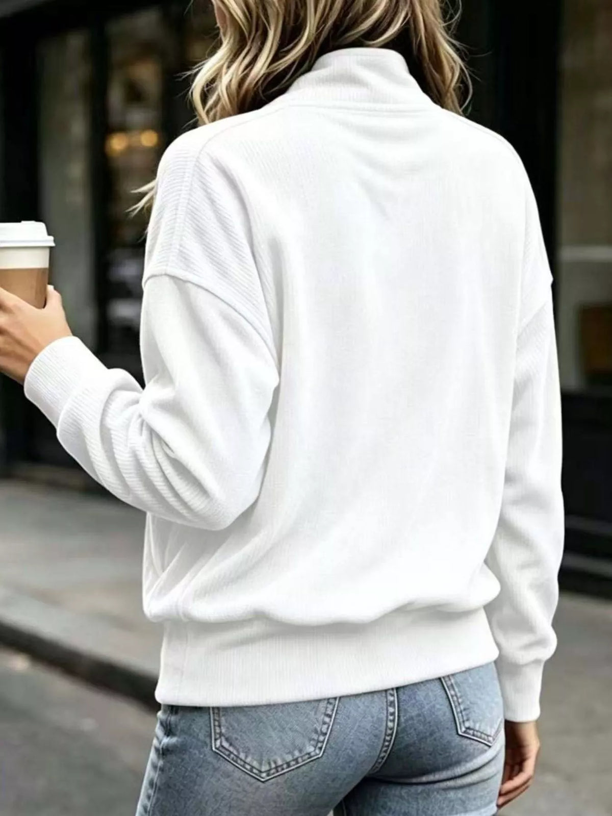 Full Size Quarter Snap Kangaroo Pocket Sweatshirt Plus Size