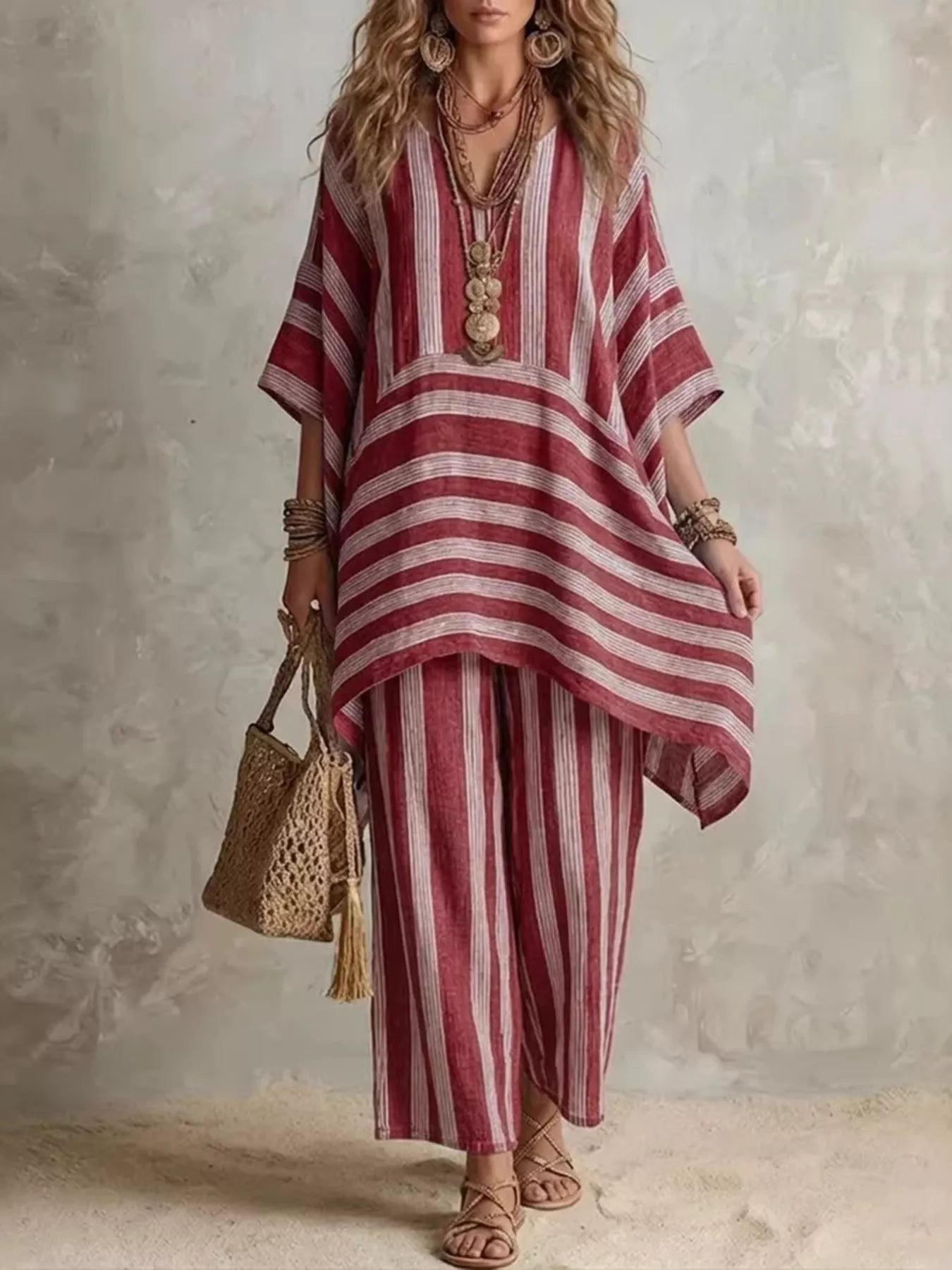 Bohemian Stripe Top and Pants Set