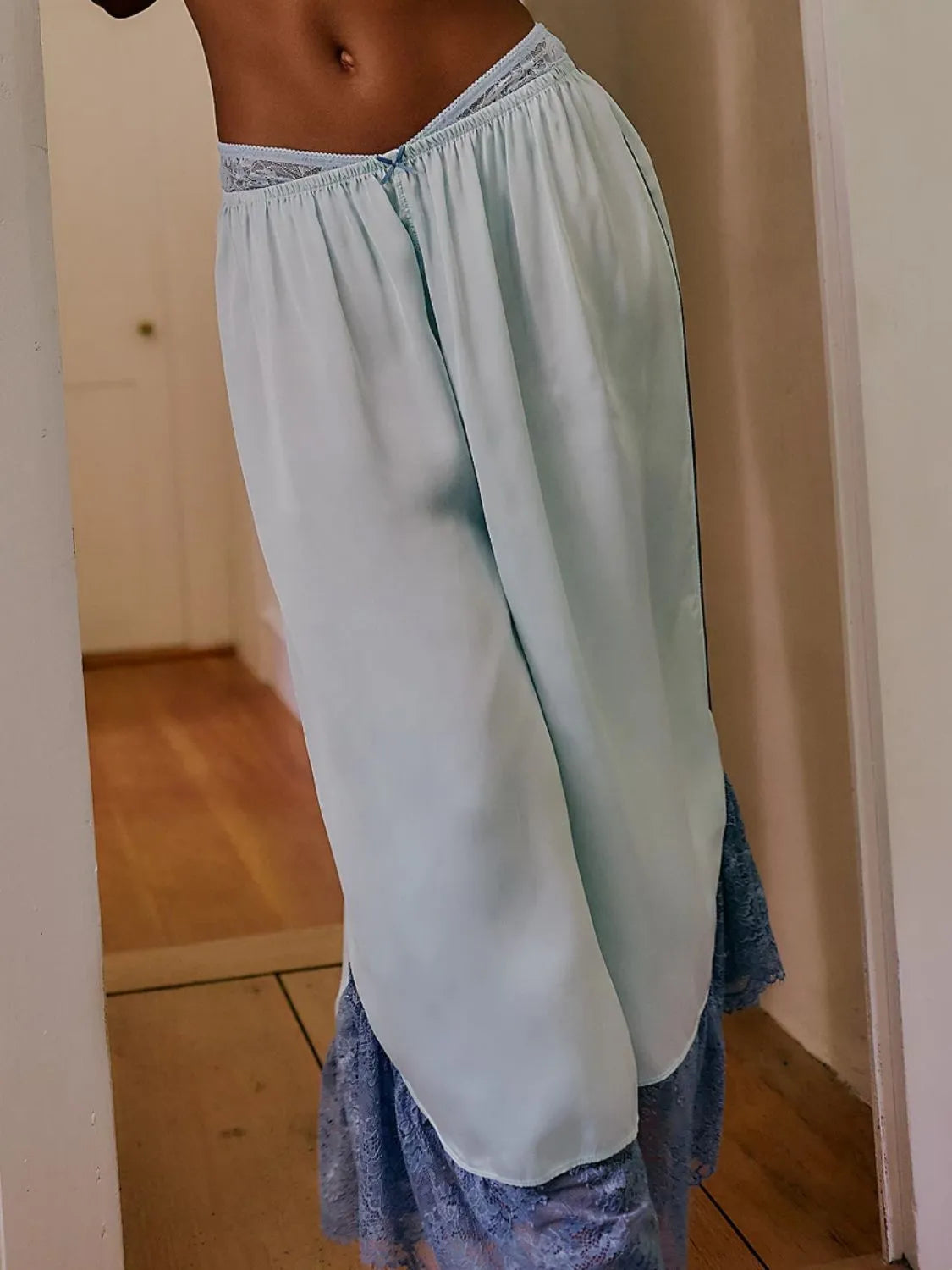 Lace Detail Wide Leg Pants