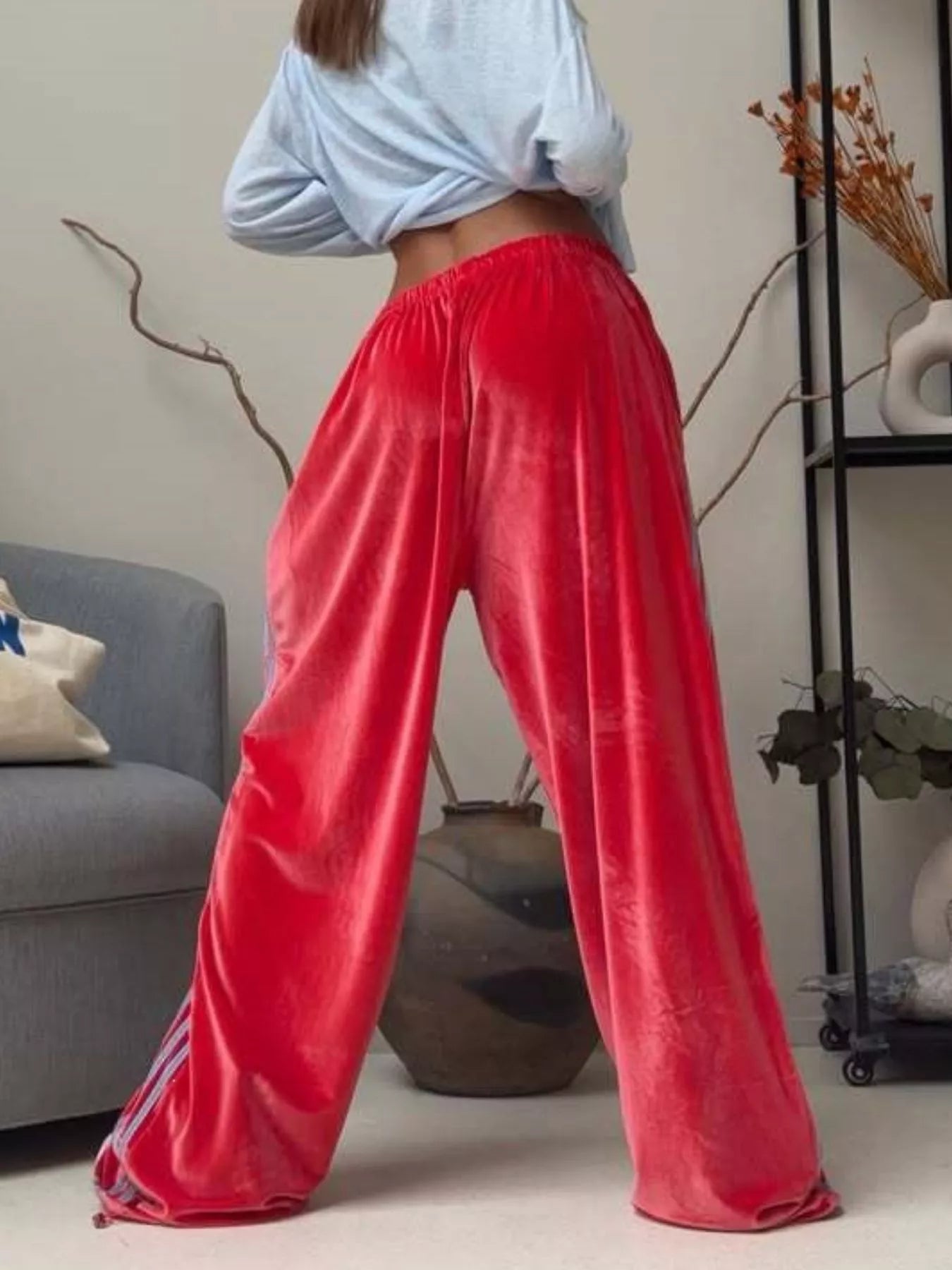 Velvet Wide-Leg Pants