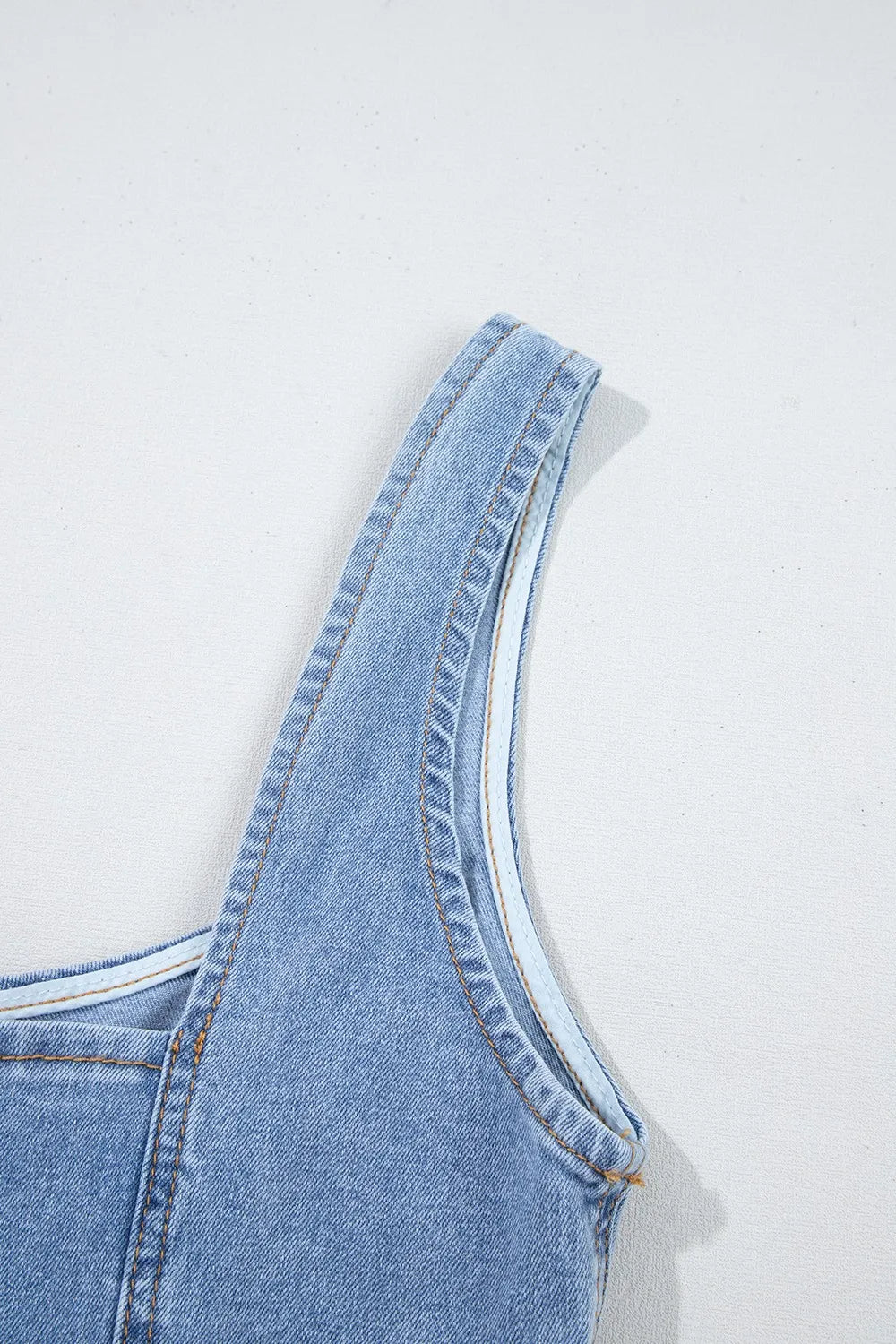 Square Neck Wide Strap Denim Dress