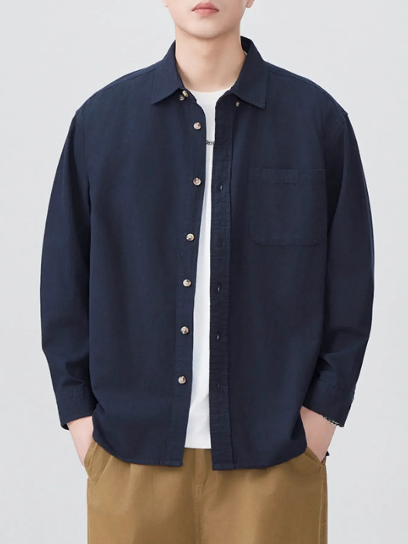 Men's Plus Size Button Up Long Sleeve Shirt
