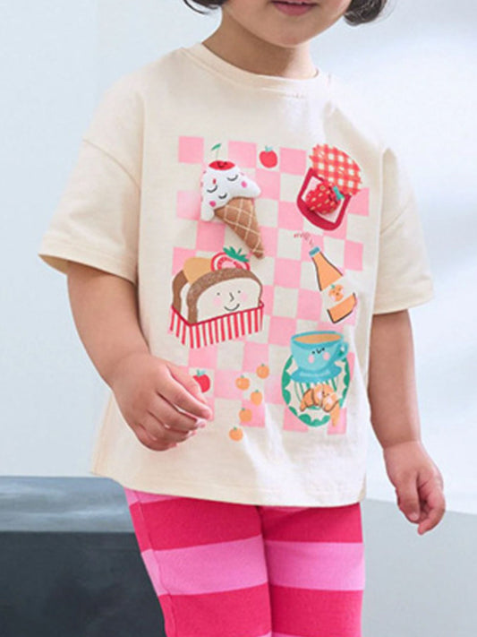 Children's Cartoon Food Short Sleeve T-Shirt