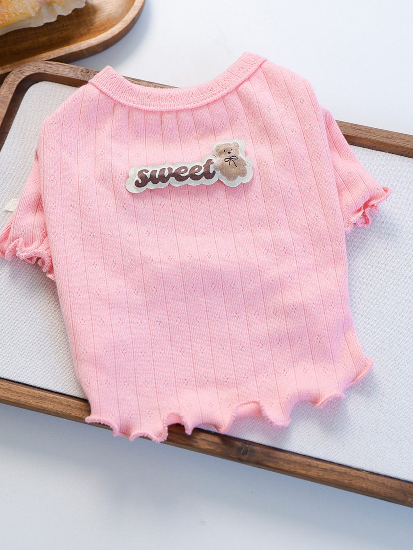 Sweet Bear Patch Ribbed Pet Top