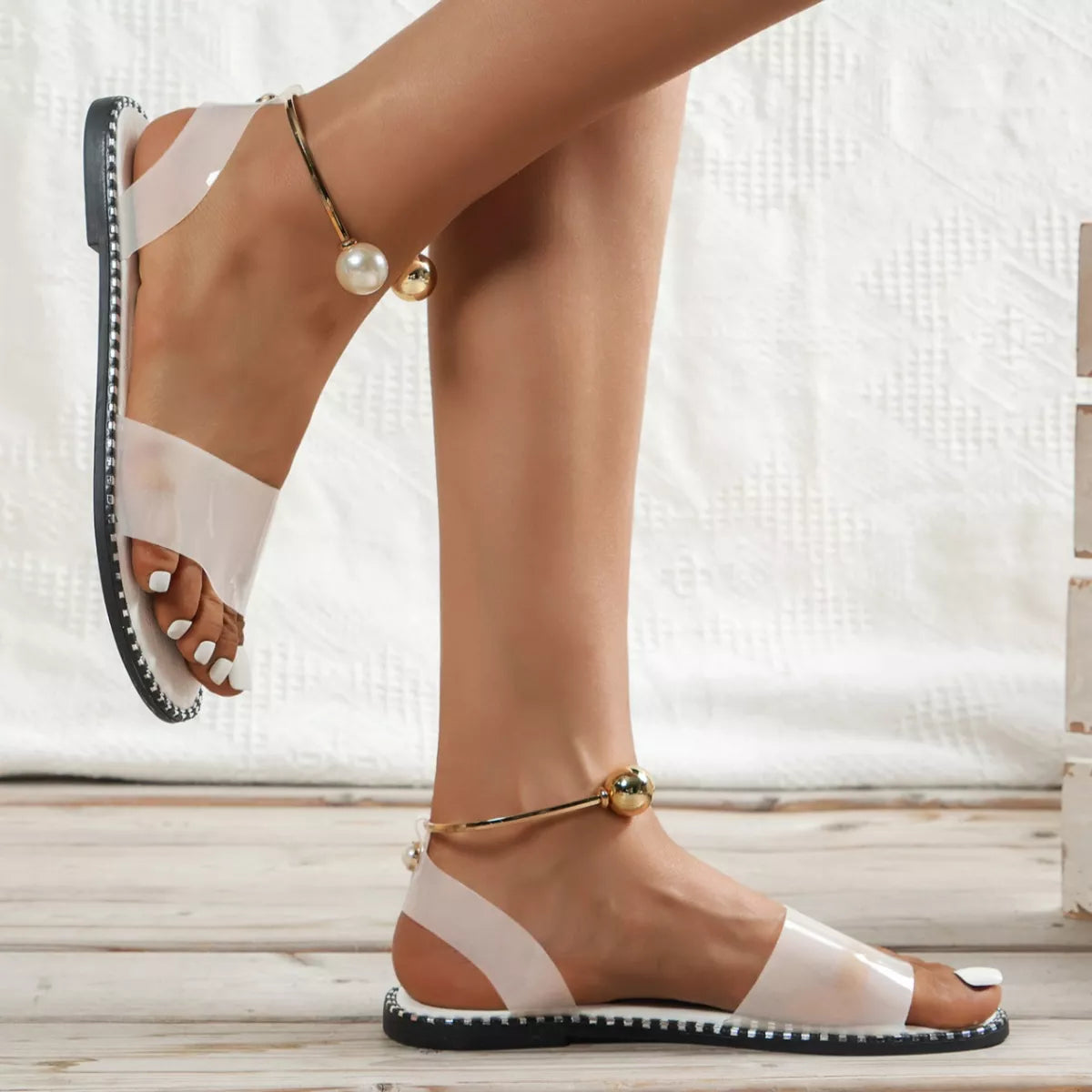 Pearl Ankle Cuff Sandals