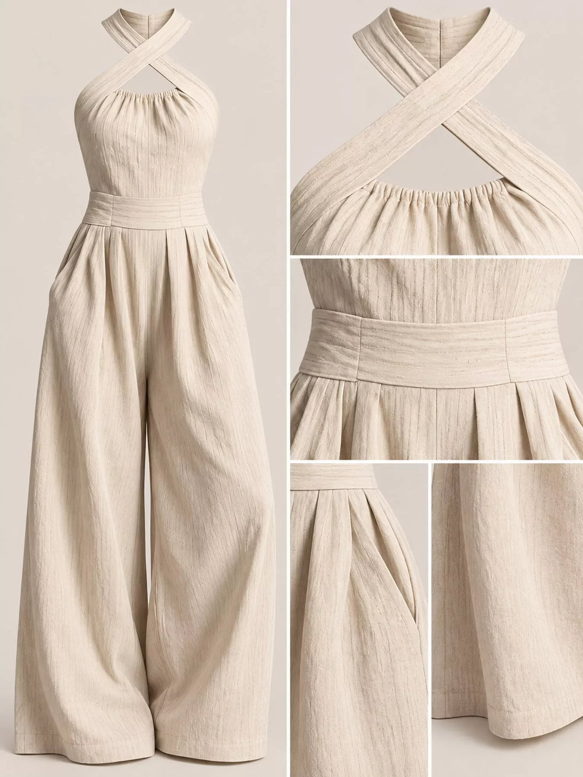 Full Size Halter Neck Wide-Leg Jumpsuit Plus Size
