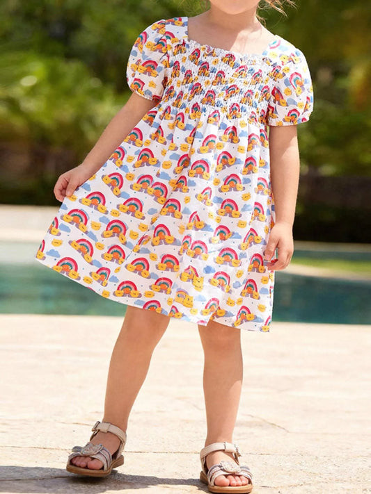 Children's Smocked Puff Sleeve Dress