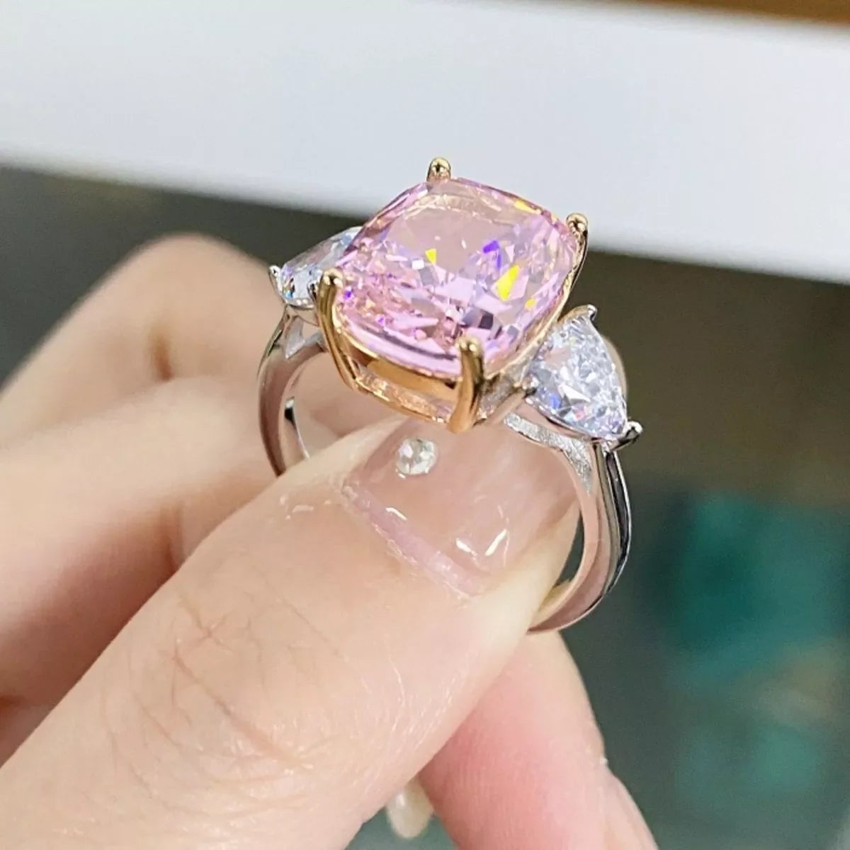 925 Sterling Silver Zircon Geometric Ring