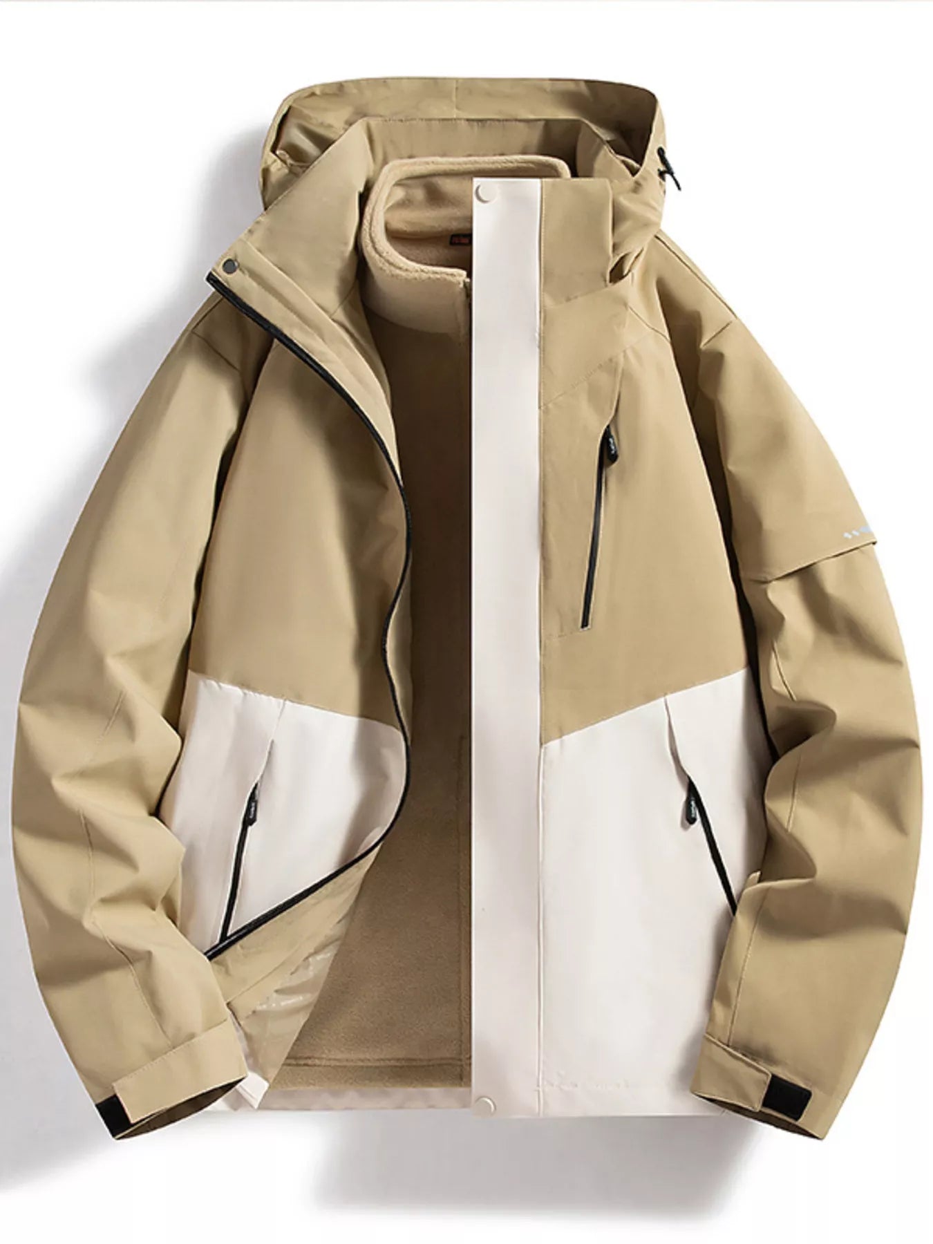 Men's Full Size Zip Up Hooded Waterproof Outdoor Jacket Plus Size