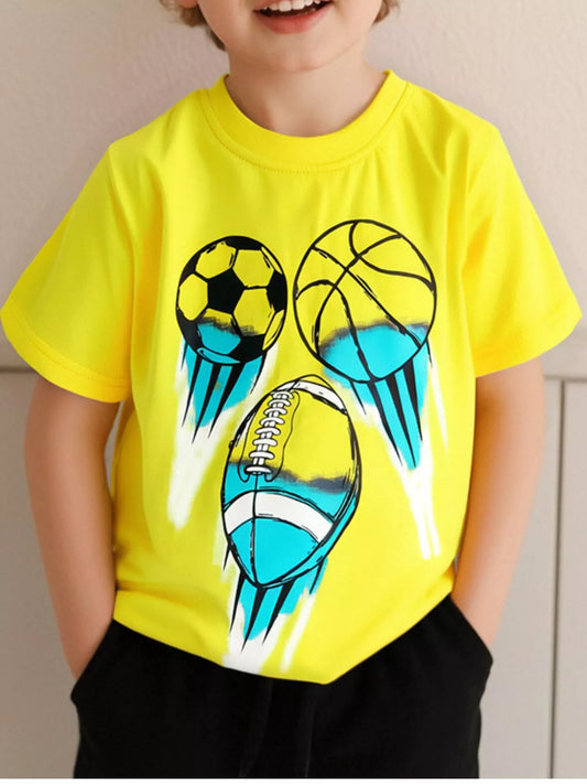 Children's Sporty Graphic Short Sleeve T-Shirt