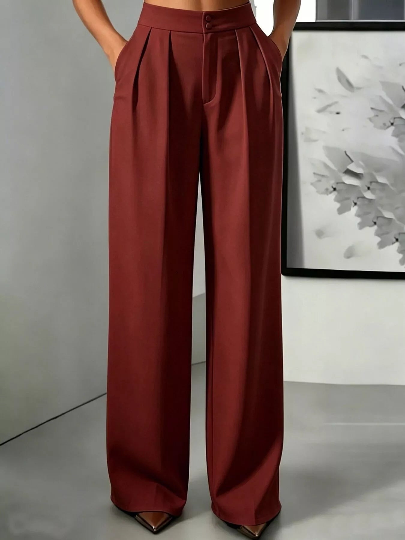 High-Waisted Pleated Wide-Leg Pants