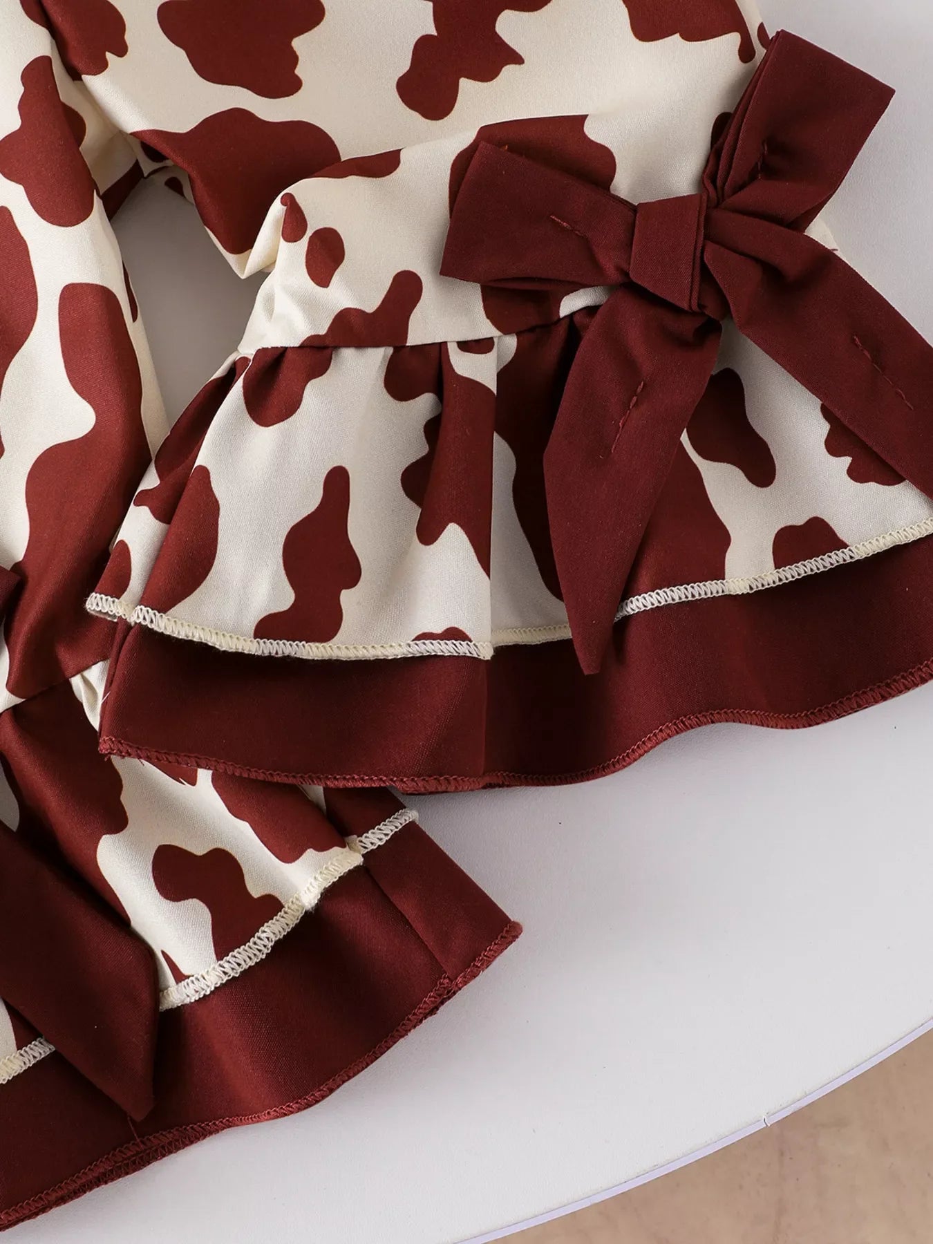 Children's Cow Print Ruffle Jumpsuit