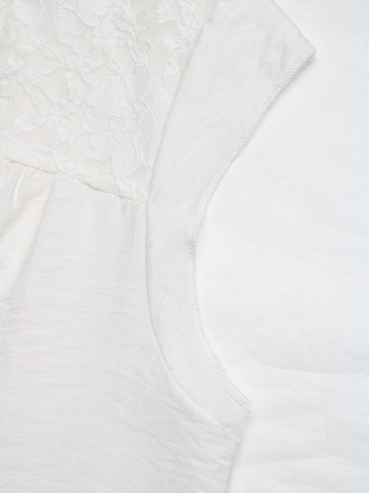 Lace Trim Notched Blouse