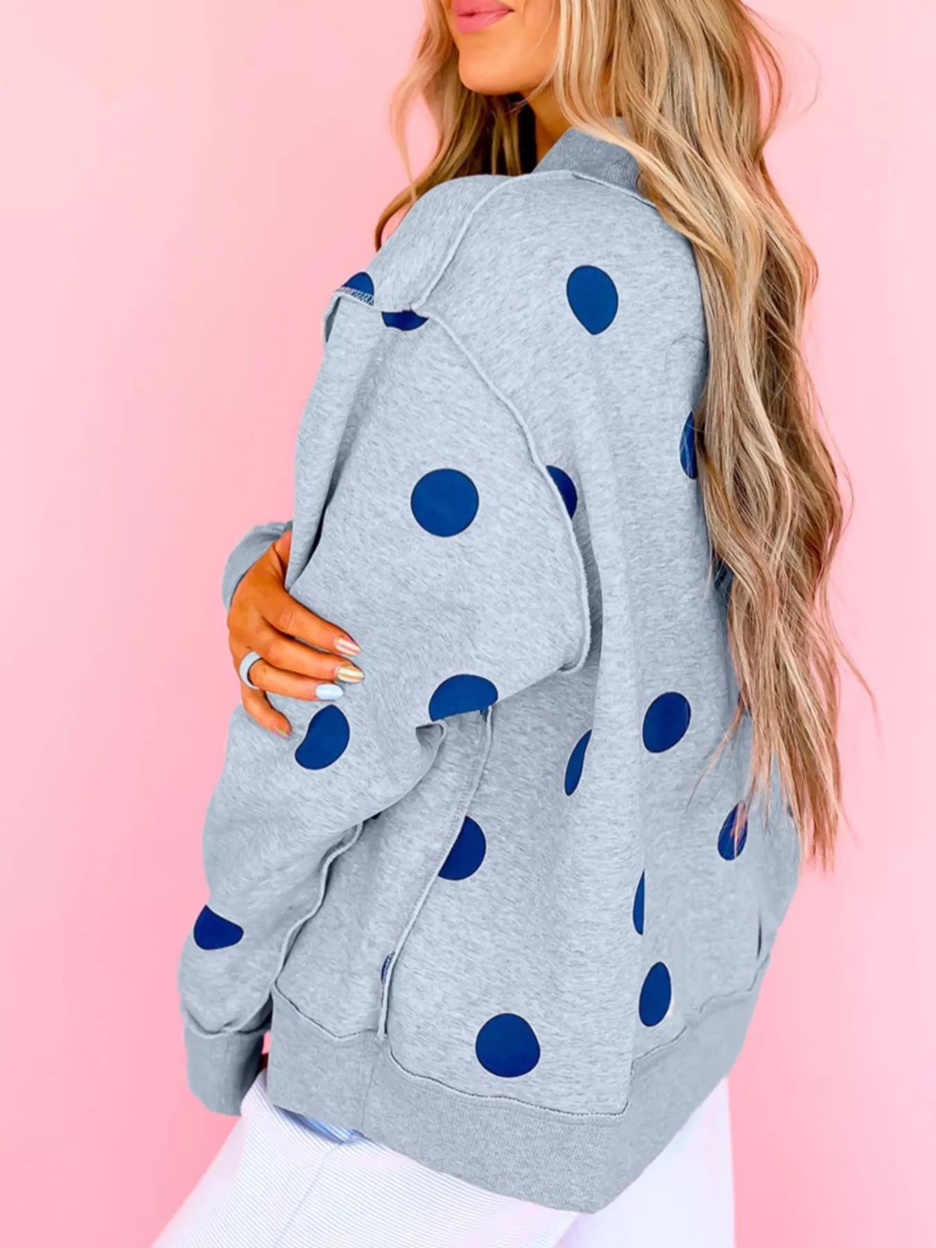 Oversized Polka Dot Crewneck Sweatshirt