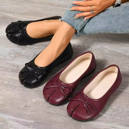 Bow Decor Split Toe Slip-Ons