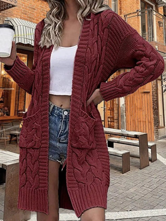 Full Size Chunky Knit Open Front Cardigan Plus Size