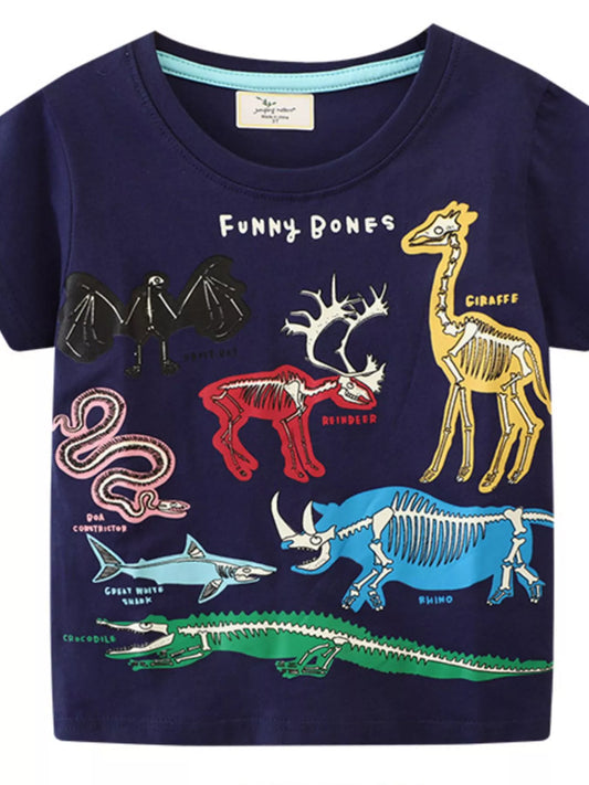 Children's Animal Skeleton Print T-Shirt