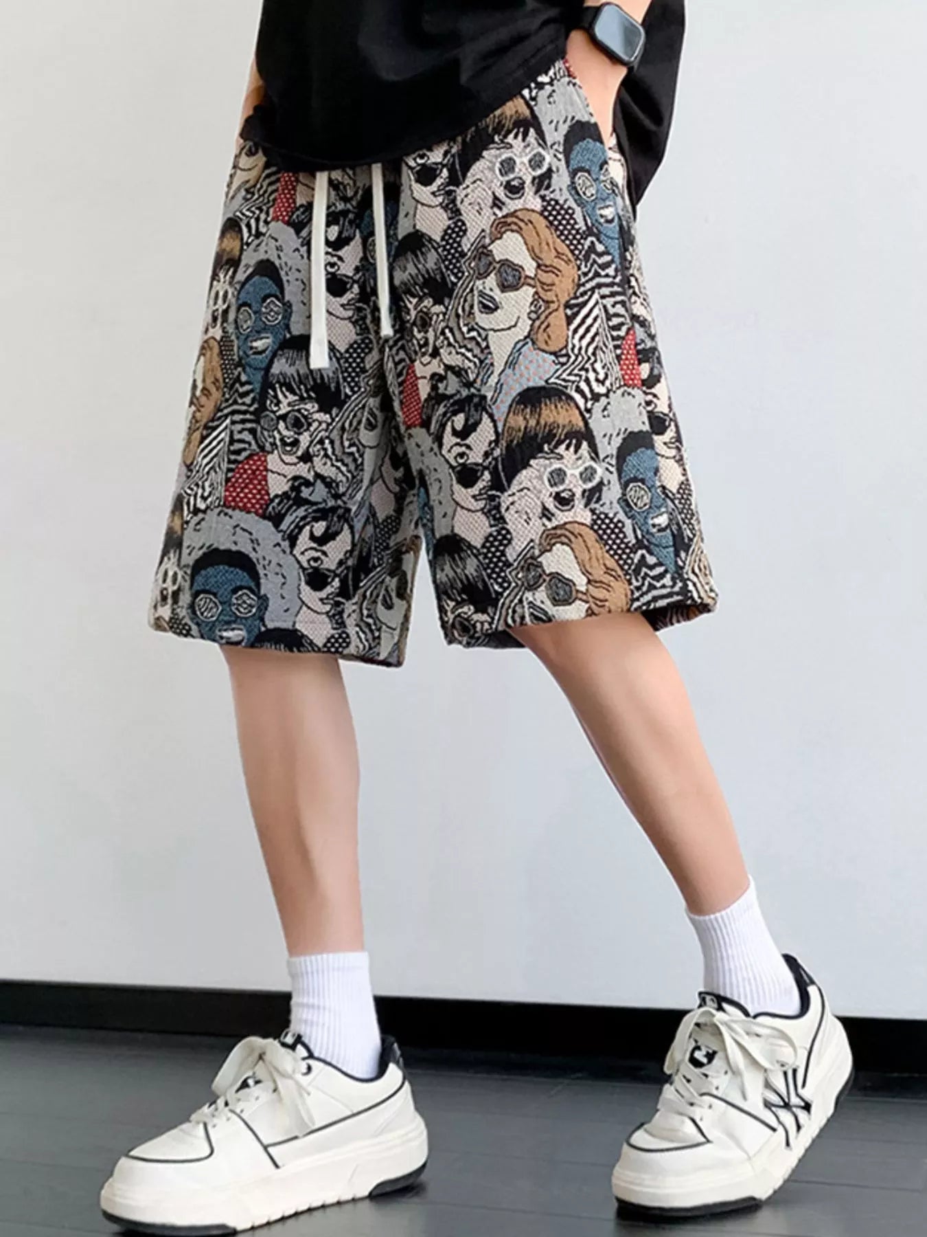 Men's Plus Size Printed Casual Drawstring Shorts