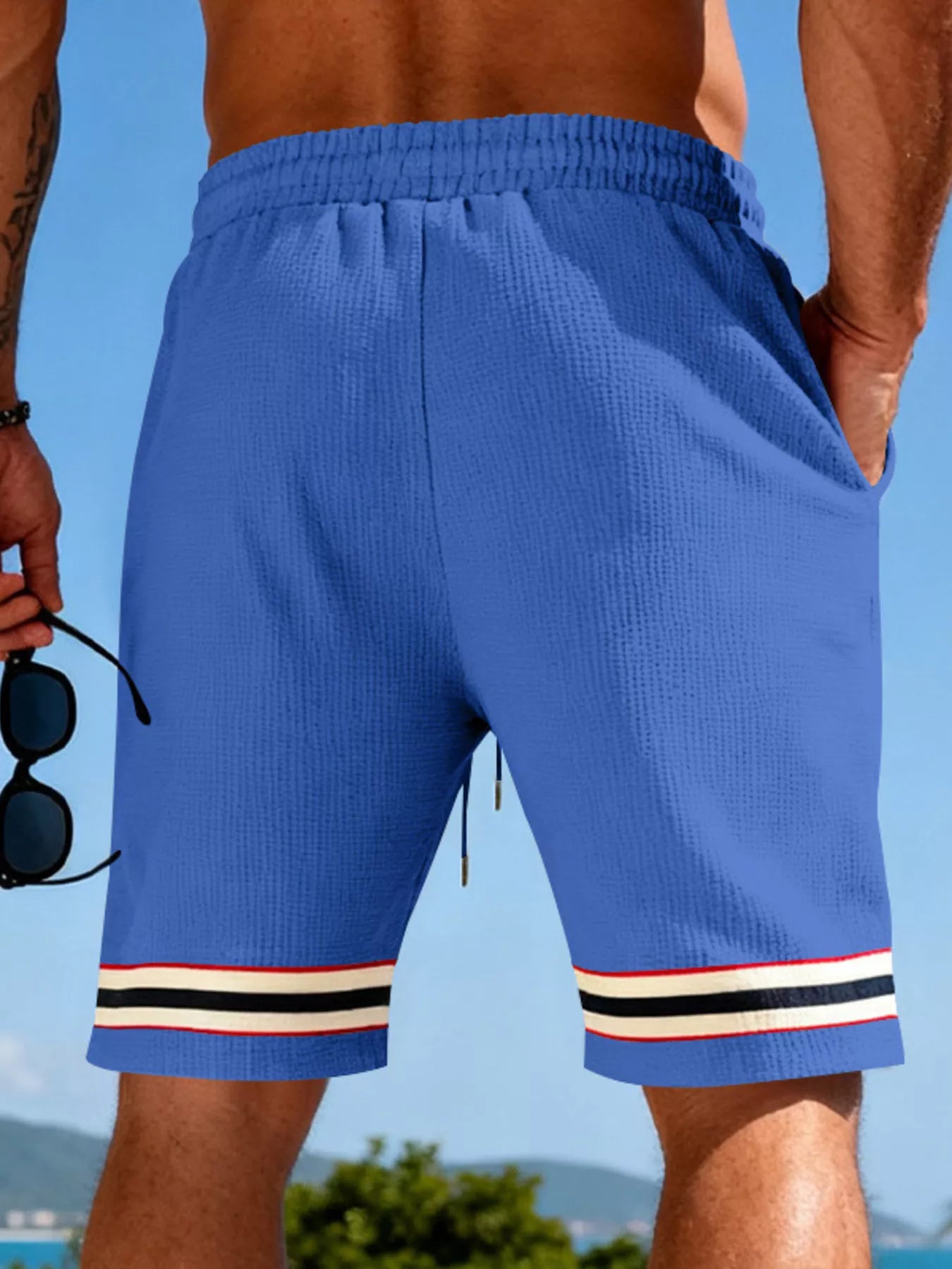 Men's Full Size Textured Knit Drawstring Shorts Plus Size