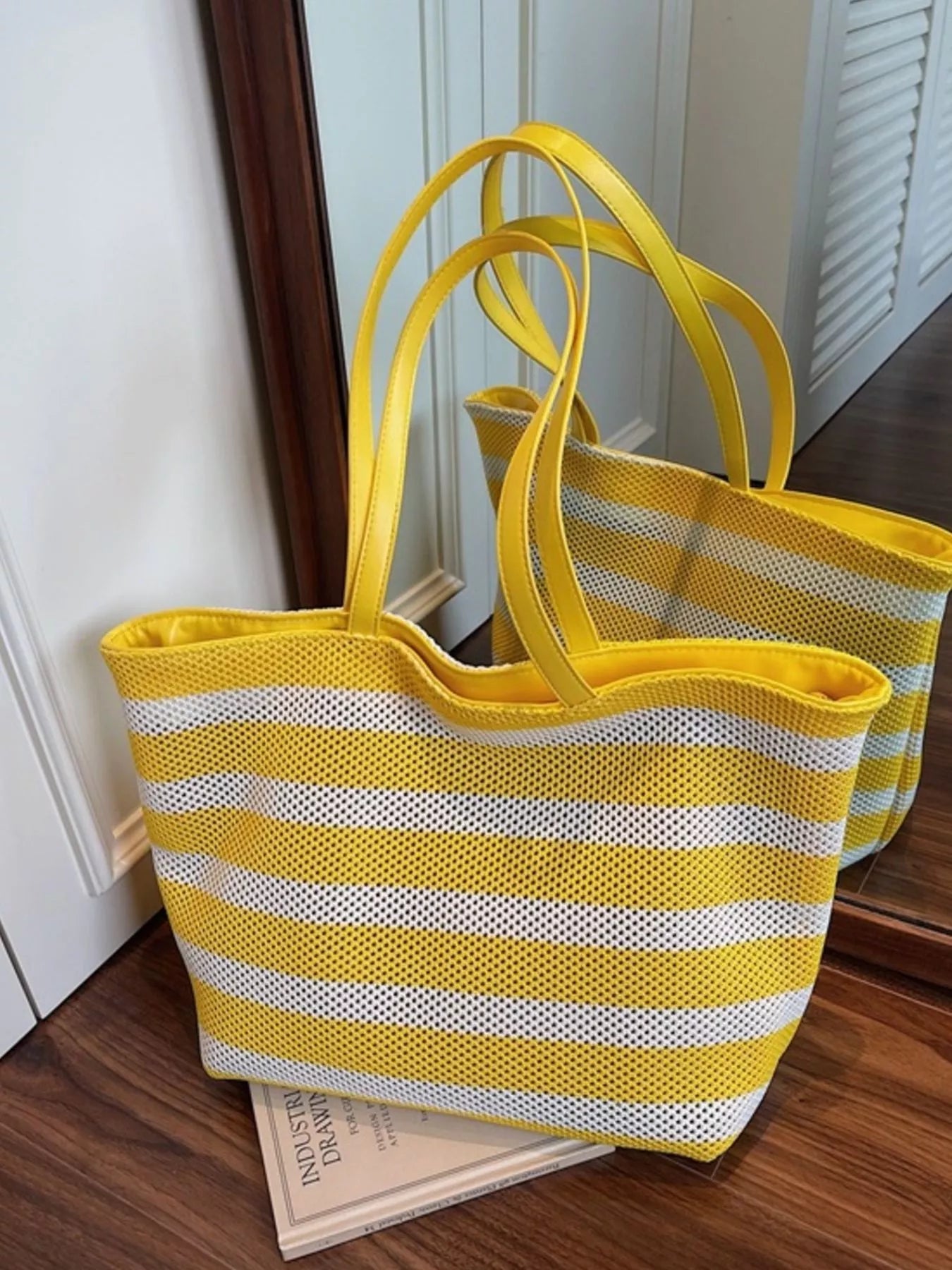 Striped Mesh Shoulder Bag