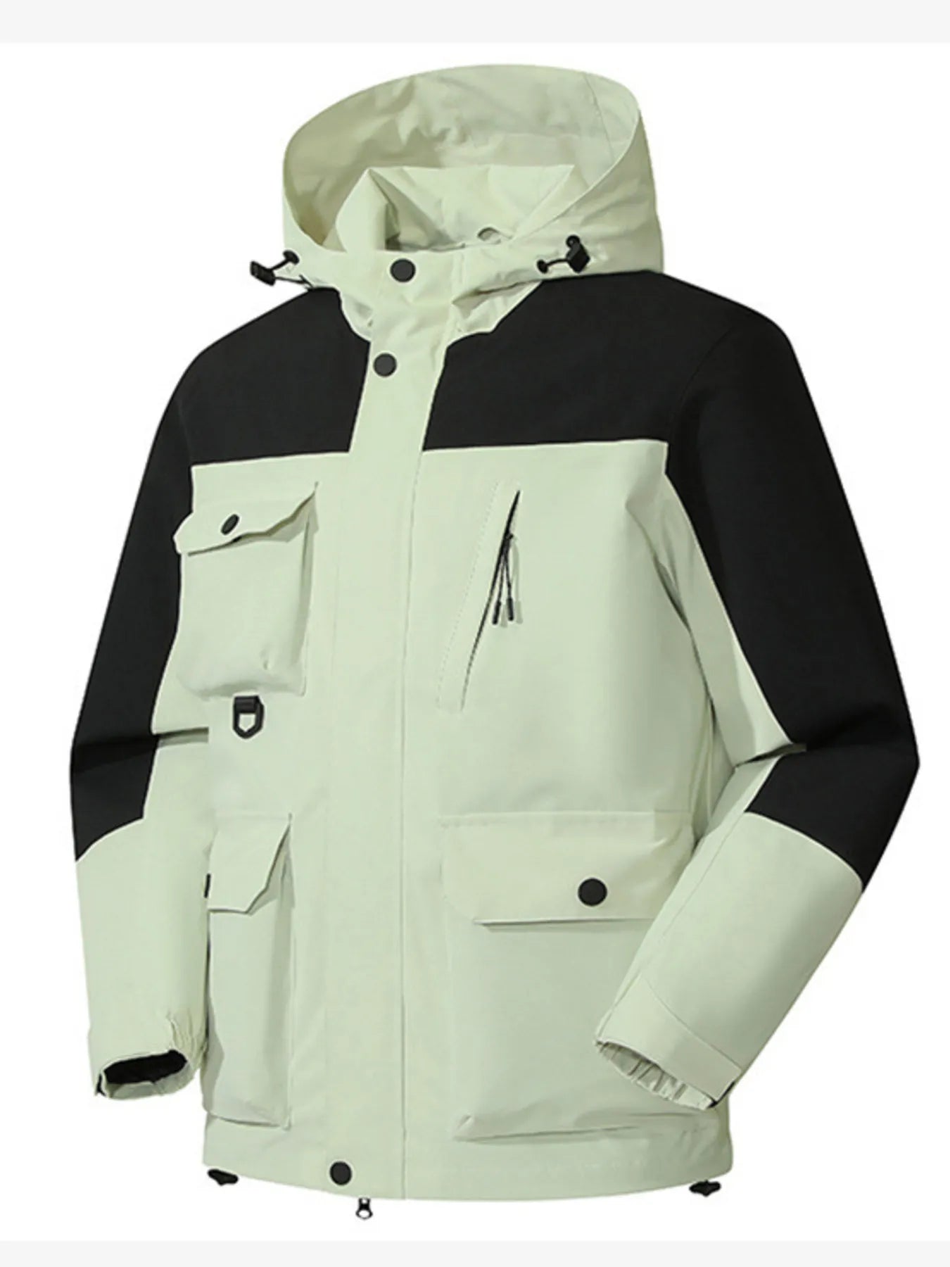 Men's Full Size Multi-Pocket Long Sleeve Hooded Jacket Plus Size
