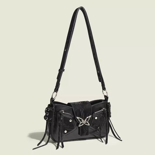 Butterfly Decor Flap Crossbody Bag