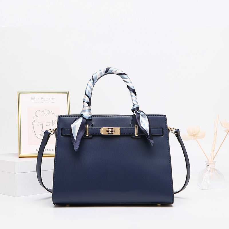 Leather Handbag with Detachable Shoulder Strap