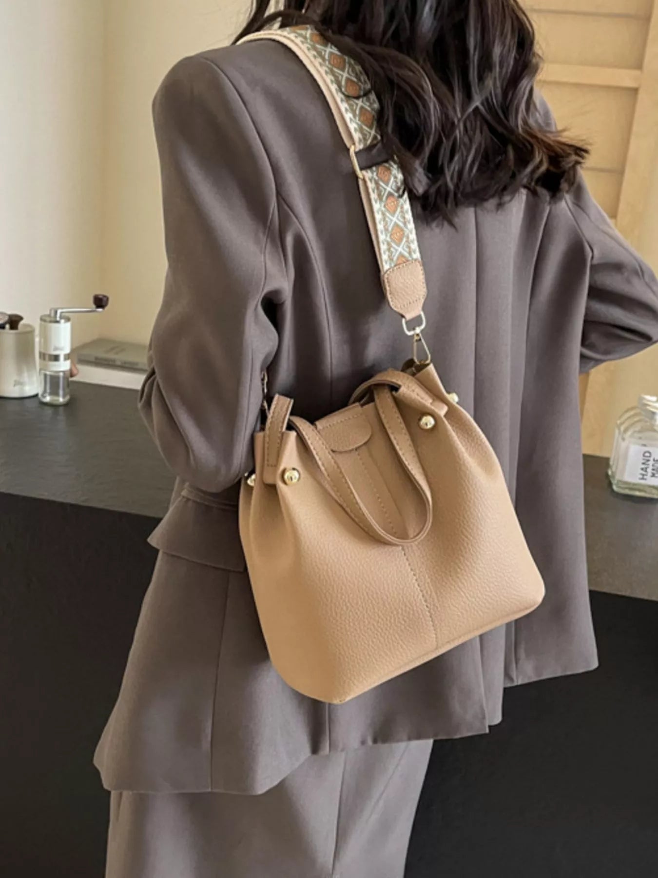 Crossbody Bag with Patterned Strap