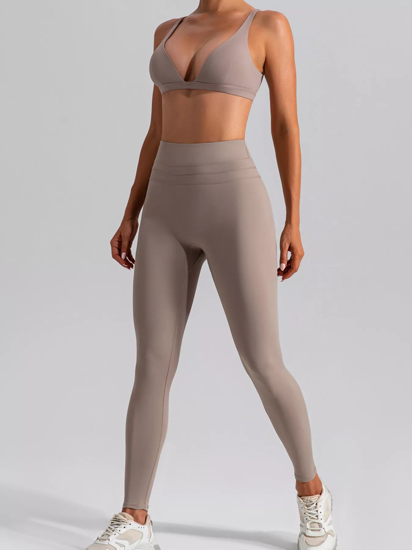V-Neck Tank and High-Waisted Seamless Pants Active Set