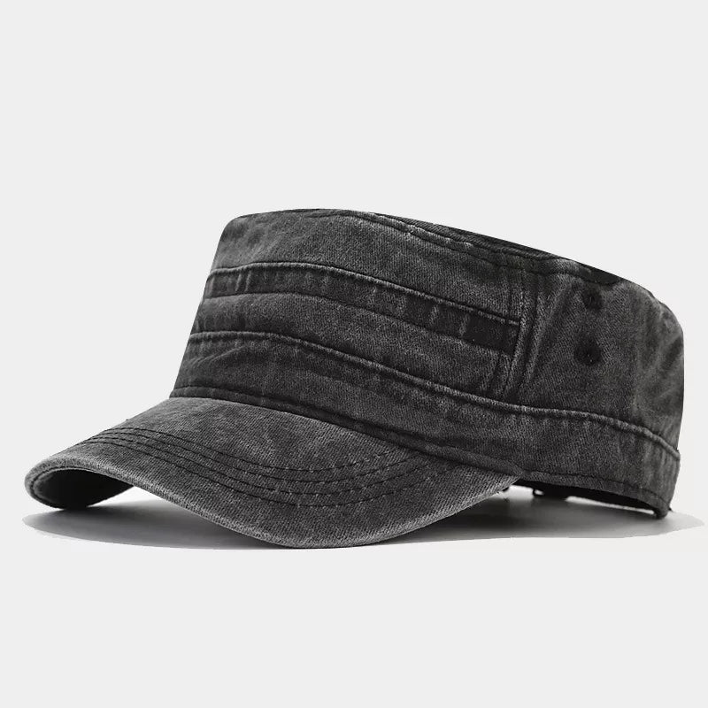 Vintage Washed Cotton Military Cadet Hat