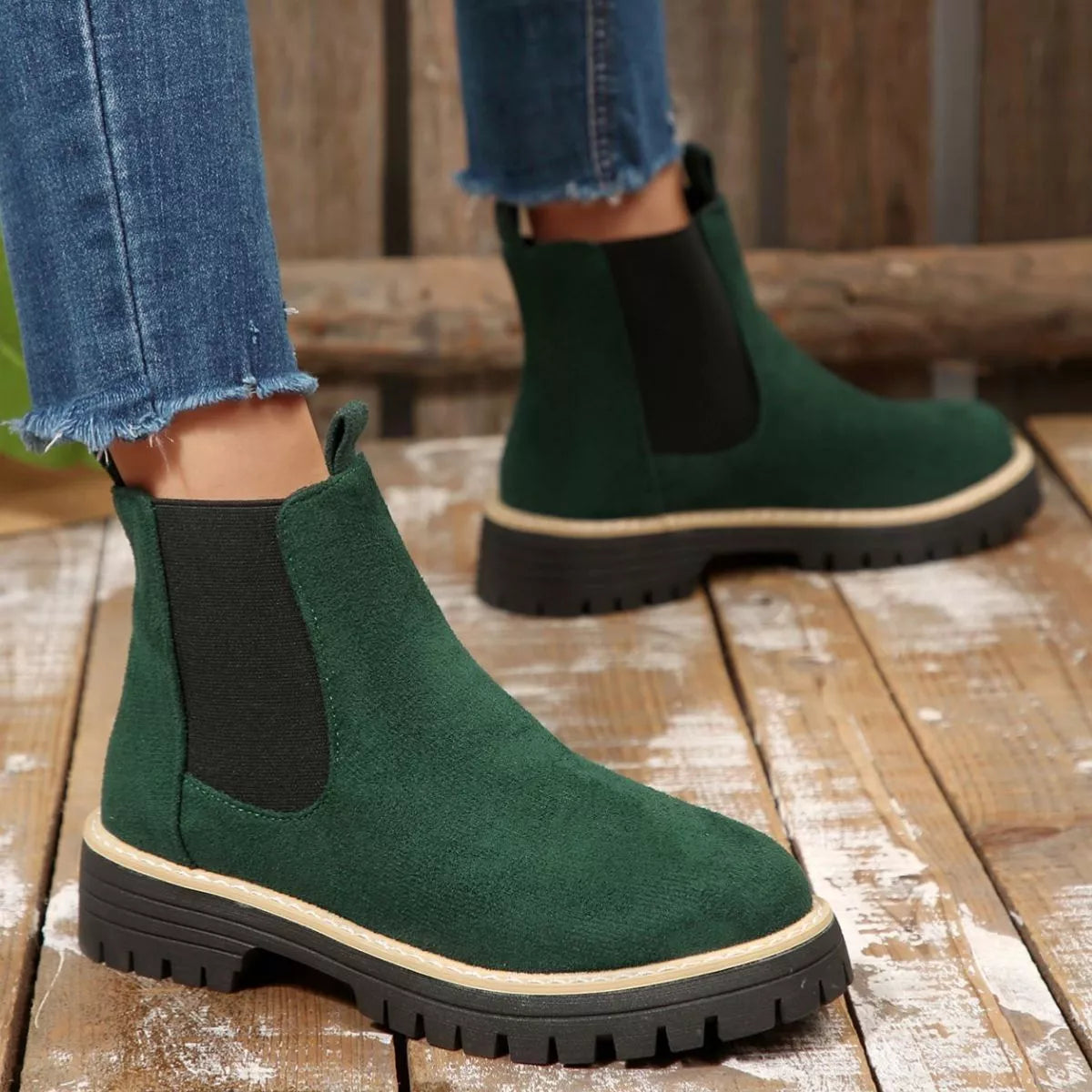 Round Toe Block Heels Boots