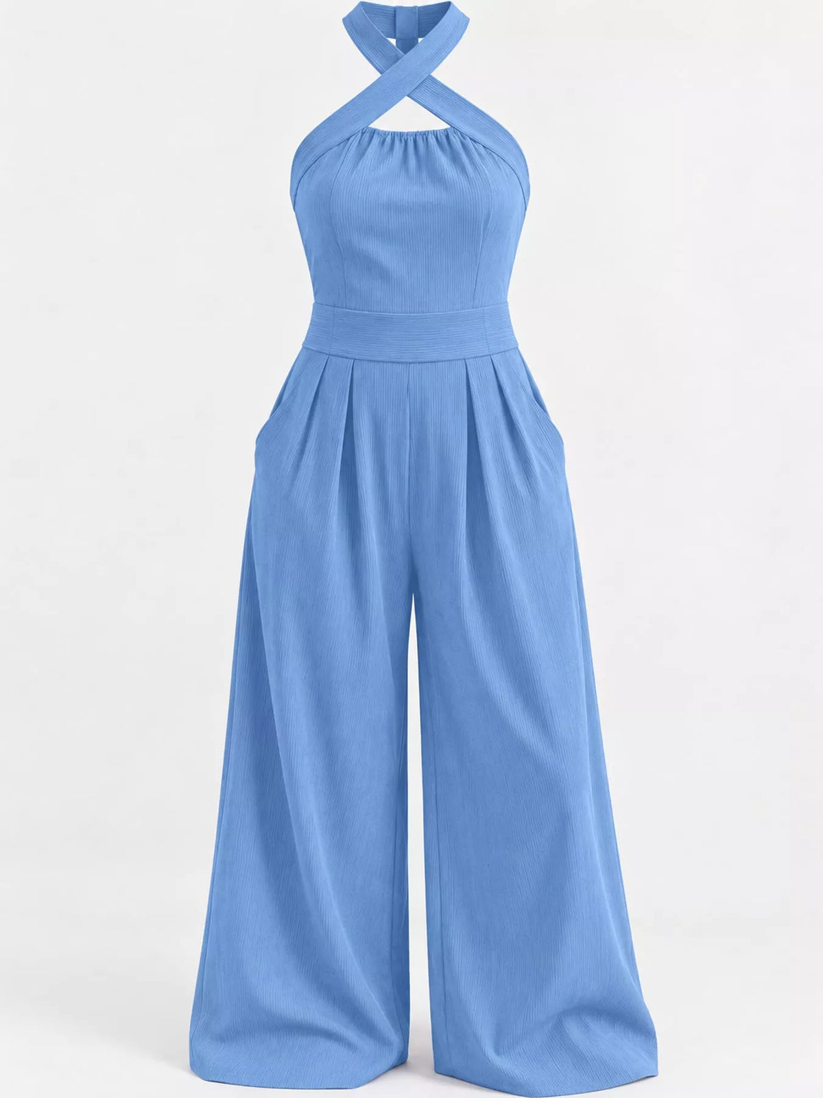 Full Size Halter Neck Wide-Leg Jumpsuit Plus Size
