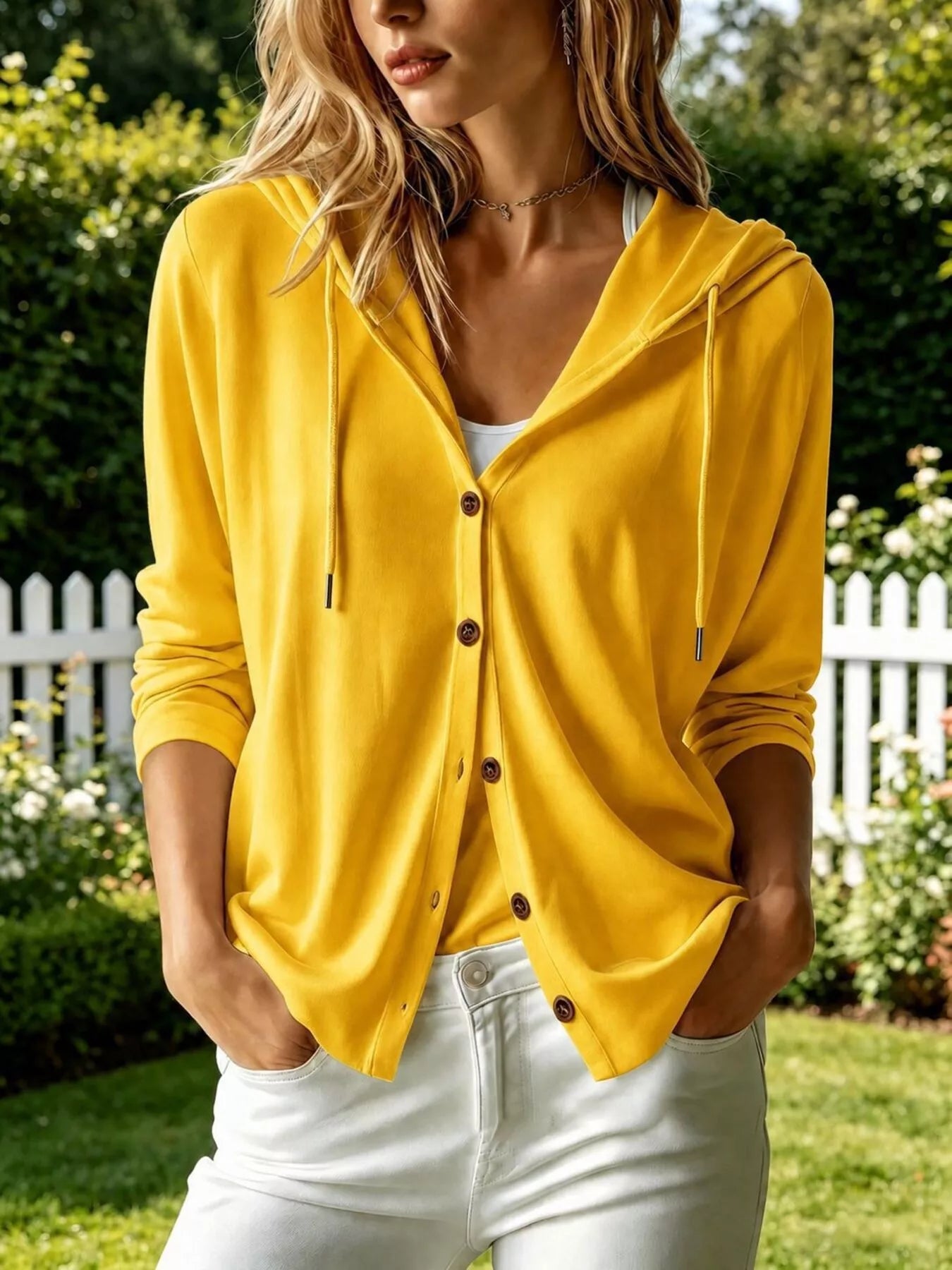 Casual Button-Down Hooded Cardigan
