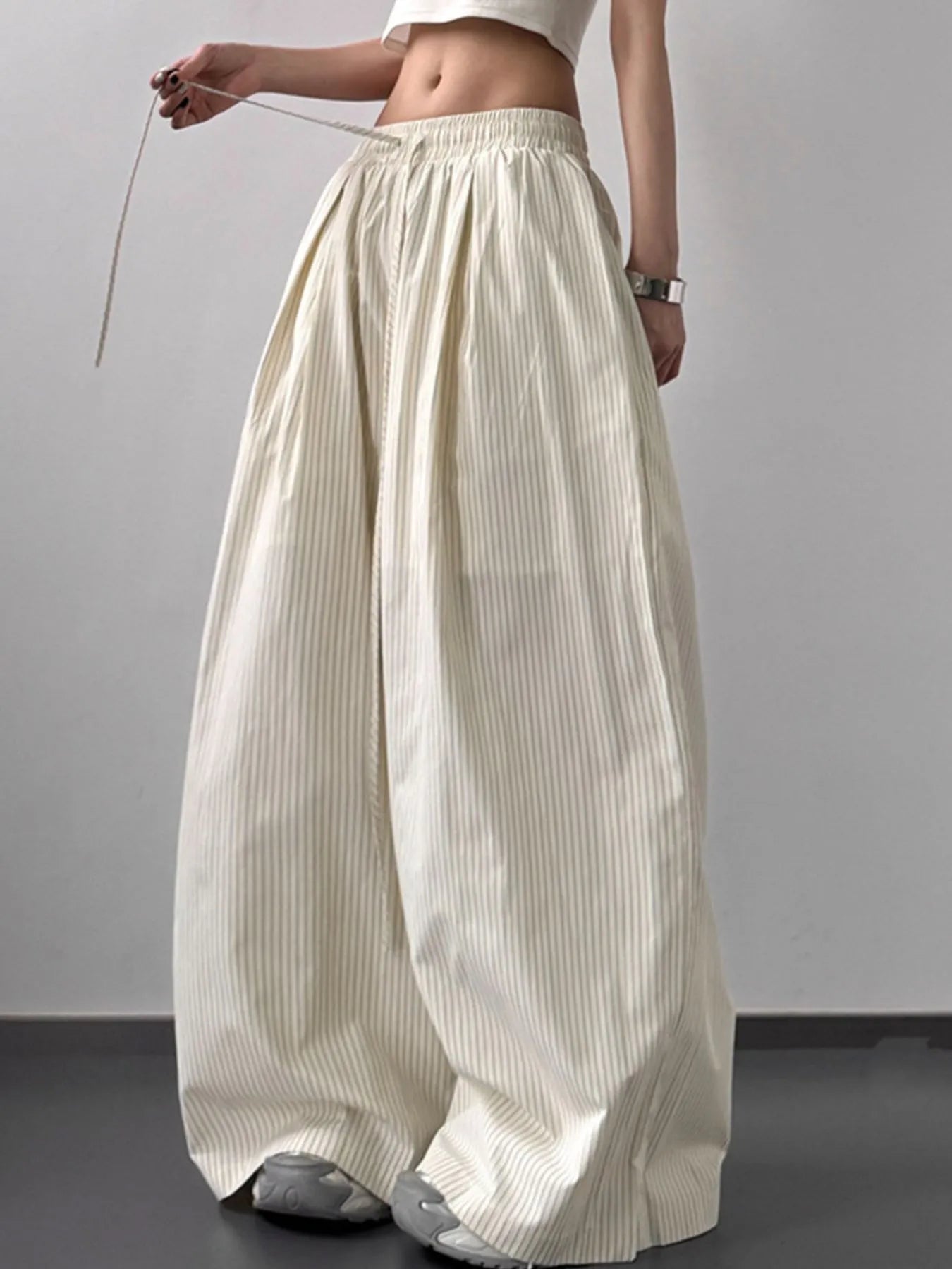 Striped Wide Leg Drawstring Pants