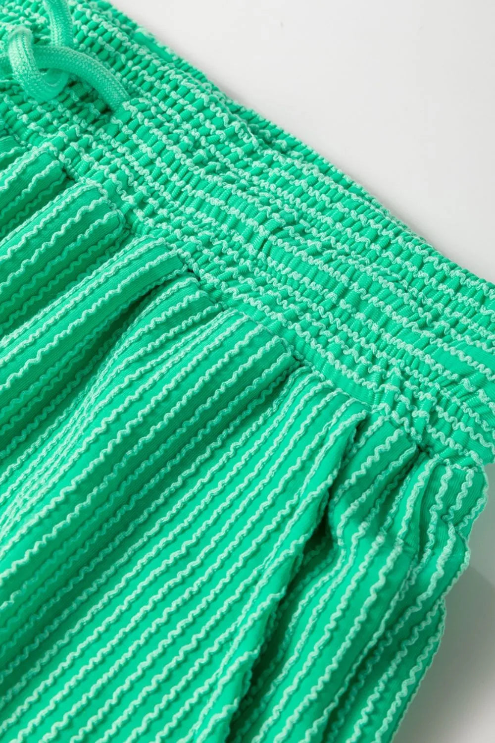 Ribbed Knit Round Neck Top and Pants Casual Set