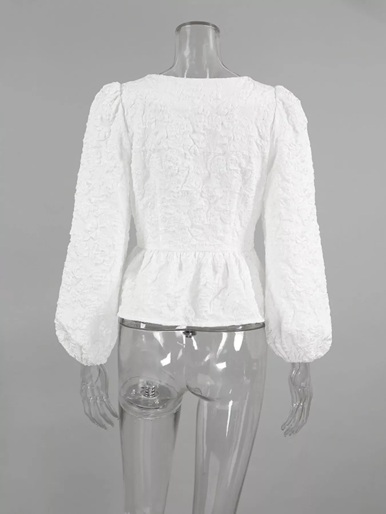 Square Neck Textured Peplum Blouse
