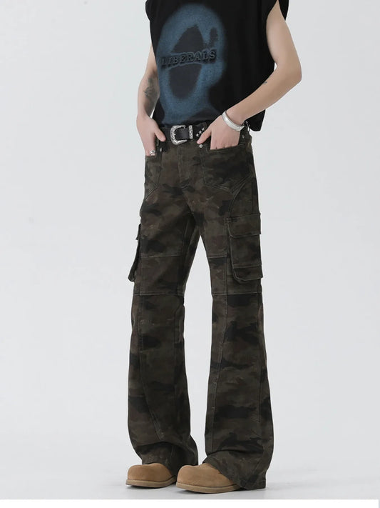 Men's Camo Cargo Flare Jeans