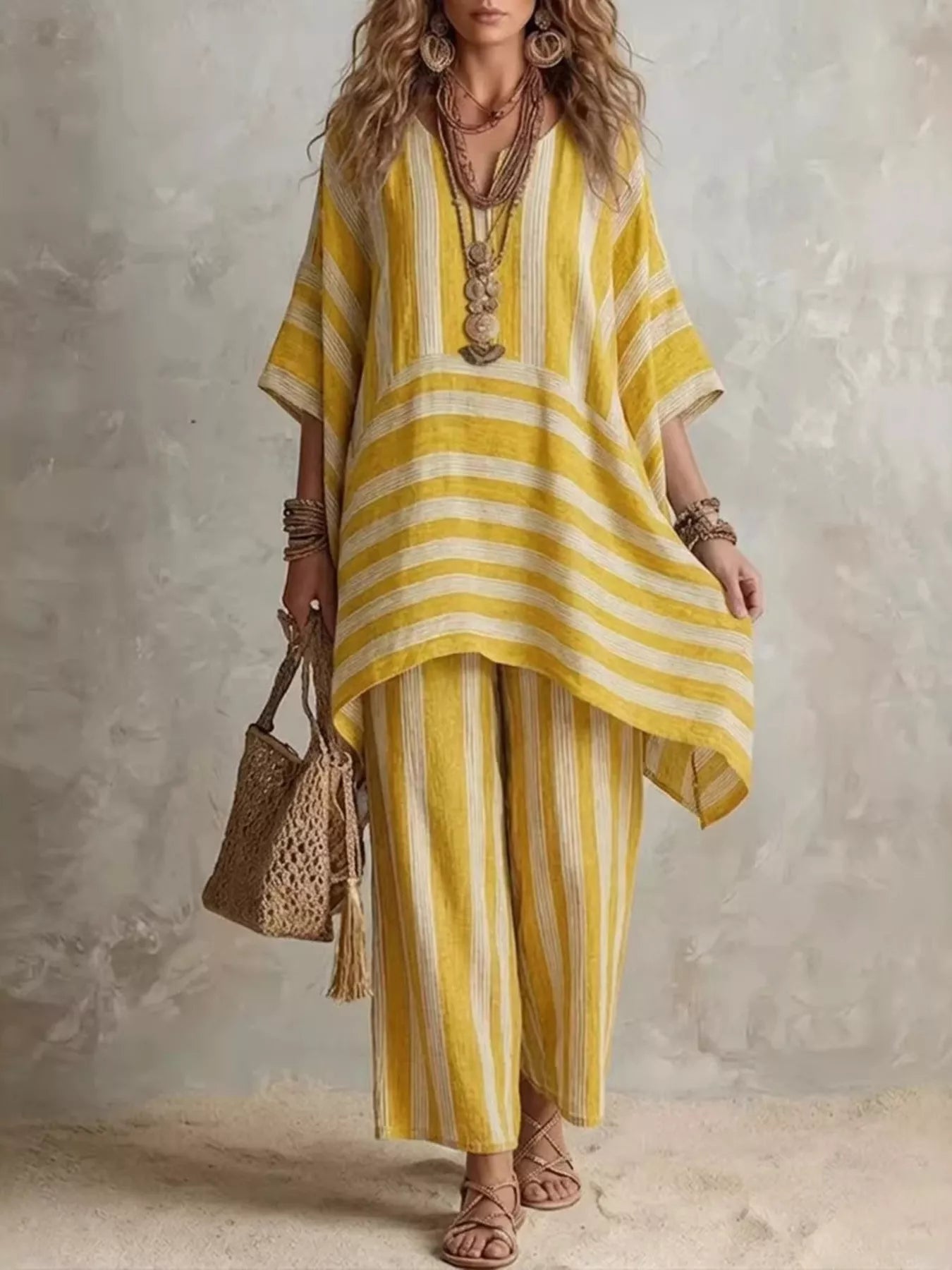 Bohemian Stripe Top and Pants Set