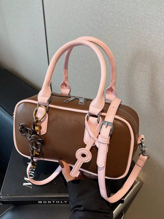 Barrel Crossbody Bag with Key Charm
