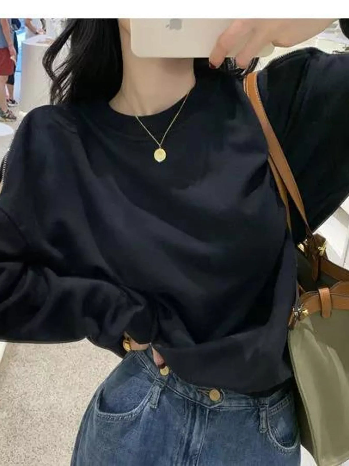 Cold-Shoulder Zipper Detail Sweatshirt